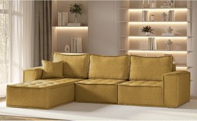 Narożnik w kształcie L Bohoo Maxi, tkanina Raven, Żółty, Lewy