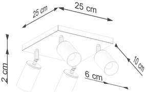 Plafon WINX 4 czarny/złoty SOLLUX  LIGHTING