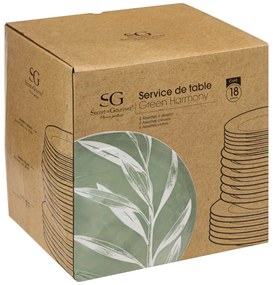 Porcelanowa zastawa stołowa dla 6 osób, wzór liści, 18 elementów