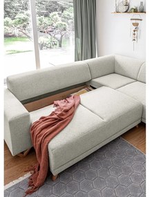 Beżowy rozkładany/ze schowkiem narożnik (prawostronny/w kształcie litery L) Classy Sophie – Miuform