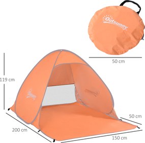 Outsunny Pop-up Namiot, Muszla Plażowa, Campingowy, Poliester, 200 x 150 x 119 cm, Pomarańczowy