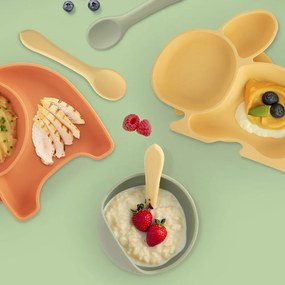 Żółta łyżeczka dla dzieci z silikonu – Orion