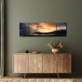 Obraz - plaża z pochmurnym niebem (170x50 cm)
