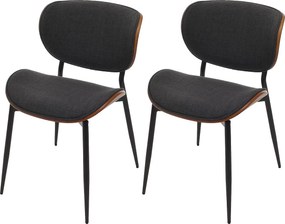 Krzesło do jadalni MCW-O45 (zestaw 2 sztuk),  orzechowy wygląd, ciemnoszary