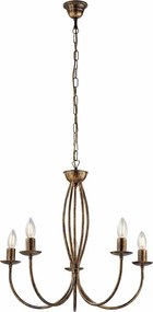 Botte - żyrandol 5-punktowy z lakierowanego na brązowo żelaza z dekoracją w kolorze starego złota 113 - Ø55 - BL147-5-BR