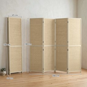 HOMCOM Parawan z 4 panelami, składana ścianka z ręcznie plecionego bambusa, 180 x 180 cm, naturalny | Aosom PL