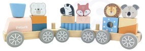Viga polarb drewniana kolejka z wagonikami i zwierzątkami do ciągnięcia montessori