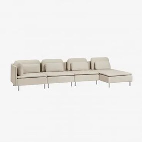 4-częściowa Sofa Modułowa Z Prawym Szezlongiem I Narożnym Modułem Oriol Tkaniny Beżowy Krem - Sklum