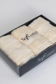 Zestaw podarunkowy małych ręczników DELUXE, 3 szt Kremowy