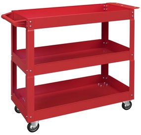 DURHAND 3-poziomowy wózek narzędziowy, 4 koła, stal, 83S x 35,3G x 76W cm, Czerwony