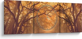 Obraz drogi w jesiennym krajobrazie (z zegarem) (90x30 cm)