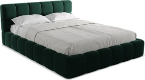 Łóżko 180 x 228 - z weluru - butelkowa zieleń - NALU