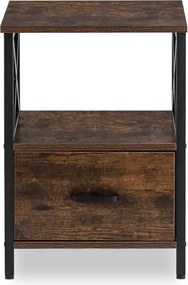 Szafka Nocna do Sypialni LOGAN 40 cm Dąb Rustykalny/Czarny Loft