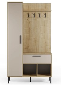Kremowo-naturalny zestaw do przedpokoju w dekorze dębu 108x195x35 cm Heidy – Marckeric