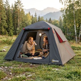 Outsunny Namiot campingowy dla 2 osób, wodoodporny 3000 mm i wiatroodporny, namiot kopułowy z 2 drzwiami, 2 oknami z siatką, 2 bocznymi oknami, torbą transportową | Aosom PL