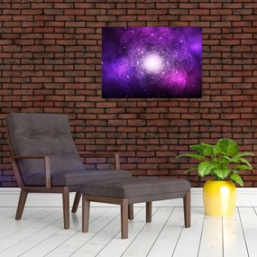Obraz na szkle fioletowej abstrakcji (70x50 cm)