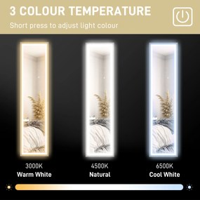 HOMCOM Lustro całego ciała z LED, 40 x 160 cm, sterowanie dotykowe, ściemnialne, 3 kolory, Szary