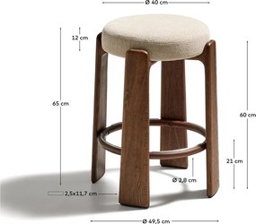 Beżowy/w ciemnym naturalnym kolorze hoker z litego drewna jesionowego (wysokość siedziska 65 cm) Granite – Kave Home