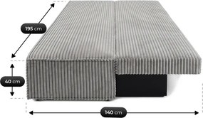 Sofa z Funkcją Spania MAVIA Szara Sztruksowa Nowoczesna
