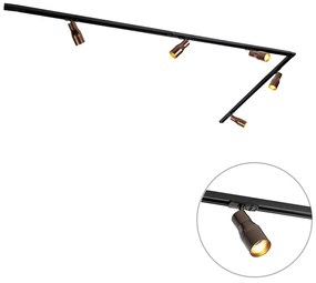 Nowoczesny system oświetlenia szynowego z 5 reflektorami ciemny brąz 1-fazowy - Iconic Kohua Nowoczesny Oswietlenie wewnetrzne