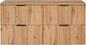 Szafka wisząca podwójna podumywalkowa w kolorze naturalnego drewna 120 x 46 cm ASTROS Light Oak z blatem
