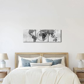 Obraz - Mapa świata 2 (z zegarem) (90x30 cm)