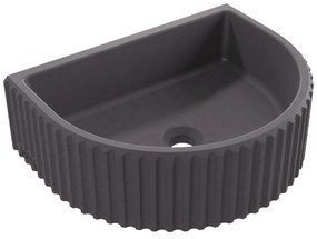 Umywalka betonowa podwieszana / nablatowa półokrągła bez otworu na baterię 45 x 36 cm MUSLIN | różne kolory : Kolor - Brązowy, Typ montażu - podwieszana