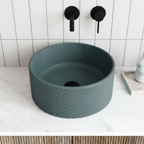 Massi Umywalka betonowa nablatowa okrągła bez otworu na baterię 37 cm VIJA | różne kolory : Kolor - Turkusowy