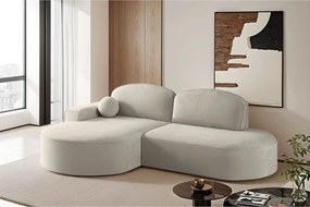 Narożnik z funkcją spania i pojemnikiem Modena Runden, tkanina Salvador, Jasnoszary, Lewy