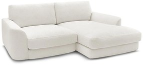 Biały narożnik z materiału bouclé (prawostronny/z szezlongiem) Leonore – Bobochic Paris