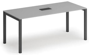 Stół konferencyjny PRIMO SQUARE, 180x80 cm, szary + port blatowy TYP III, czarny