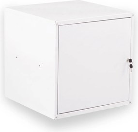 Szafka ubraniowa z schowkami zamykanymi 450 x 450 x 450 mm, zamek cylindryczny, szare drzwi
