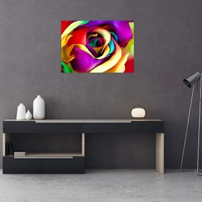 Obraz na szkle - Kolorowa róża (70x50 cm)