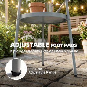 Outsunny Stolik Ø36 cm, stolik balkonowy z metalu, stolik pomocniczy na taras, okrągły stolik ogrodowy na balkon, taras, ogród, ciemnoszary | Aosom PL