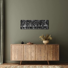Obraz - Retro czerwony samochód (z zegarem) (90x30 cm)
