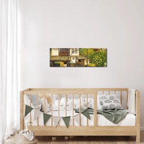 Obraz - Domki letniskowe w lecie (z zegarem) (90x30 cm)