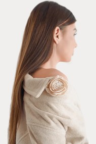 Damski bambusowy szlafrok ROSE S Beżowy