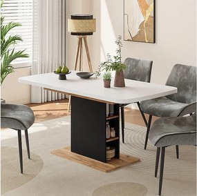 Stół jadalny biały/złoty dąb 120x80x77.3 fenaro