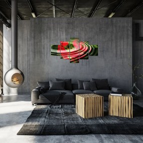 Abstrakcyjny obraz - kwiaty w falach (125x70 cm)