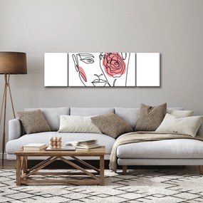 Obraz - Line art twarz z różą (170x50 cm)