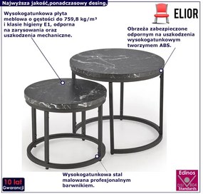 Okrągły zestaw stolików kawowych czarny marmur S2-G24