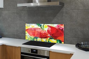 Szklany Panel Bukiet Czerwonych Kwiatów