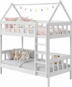 Białe łóżko domek piętrowe 2-osobowe B4-M41