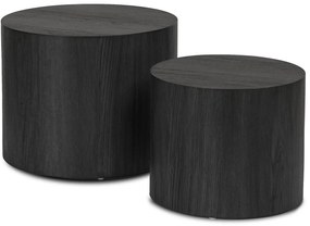 Zestaw Stolików Kawowych LEILA 38 cm/48 cm Czarny Loft