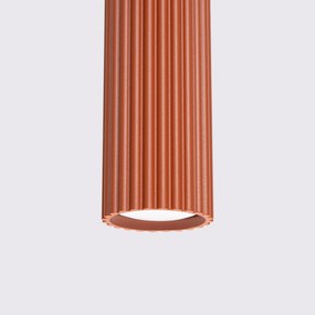 Lampa wisząca KARBON 3L ochra czerwona ryflowana SOLLUX  LIGHTING