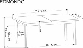 Zestaw Stołowy Stół Rozkładany EDMONDO oraz 8 Krzeseł Drewnianych HYLO beż
