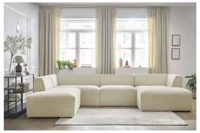 Beżowy sztruksowy narożnik modułowy (lewostronny/w kształcie litery U) Megeve – Bobochic Paris