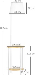 HOMCOM Lampa stojąca, lampa podłogowa z 2 półkami, 40 W lampa stojąca, lampa podłogowa, Biała | Aosom PL