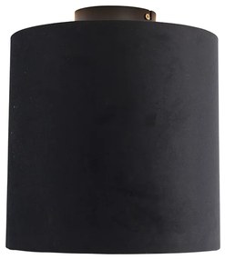 Lampa sufitowa z abażurem z czarnego i złotego aksamitu 25 cm - Combi Black klasyczny/Antyczny Oswietlenie wewnetrzne