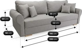 Sofa z Funkcją Spania RELON Szara Glamour